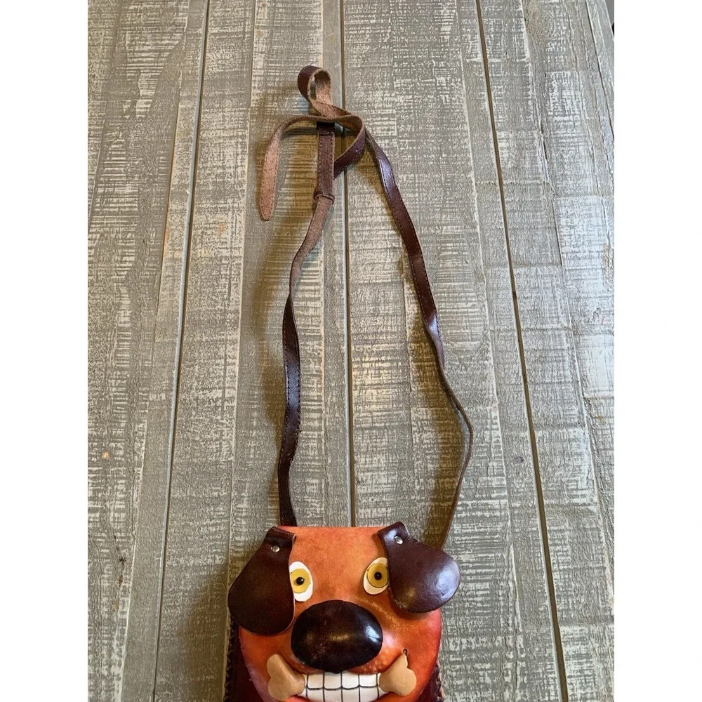 BROWN Dog And Bone Handmade Bag Genuine Leather Zipper Closure‎ Crossbody Adjust
